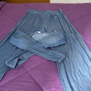 Light Denim-Blue Wide Leg Lounge Pants